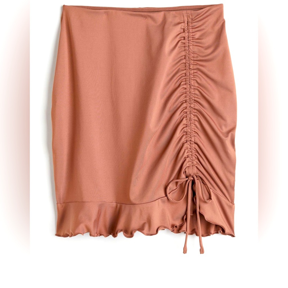 H&M brown flounce hem mini skirt